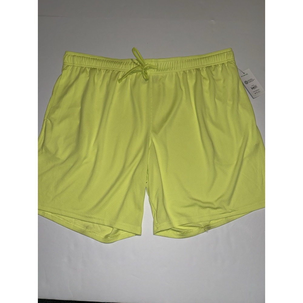 Athletic Works Shorts Men 3XL Yellow Mesh Athletic Drawstring Basketball Gym NWT